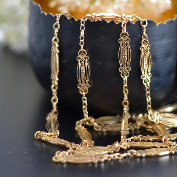 French Art Nouveau 18 Karat Yellow Gold Art Nouveau Long Necklace - Picture 3 of 16